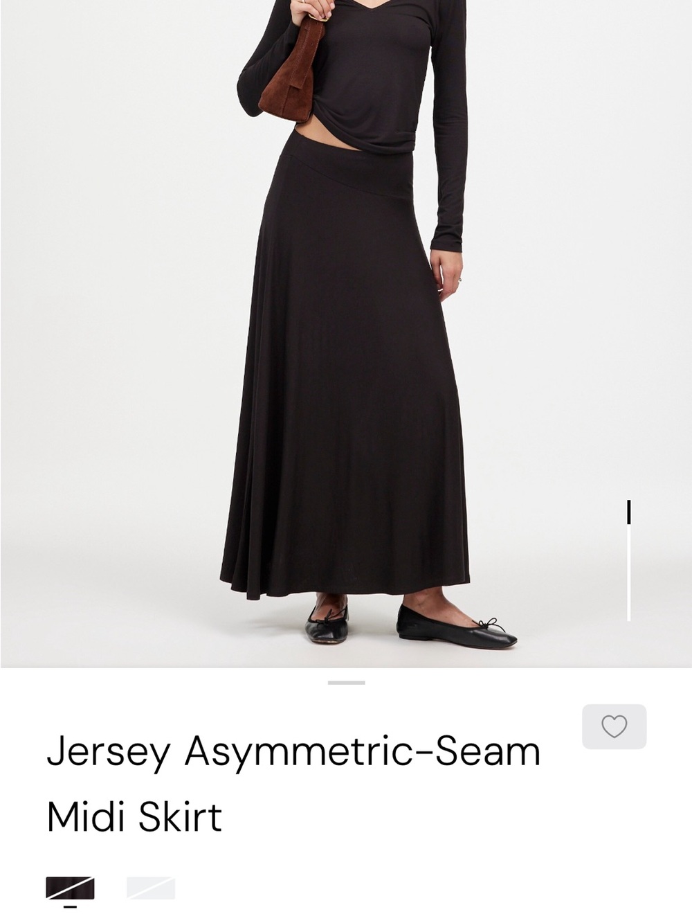 Madewell Black Jersey Asymmetric-Seam Midi Skirt